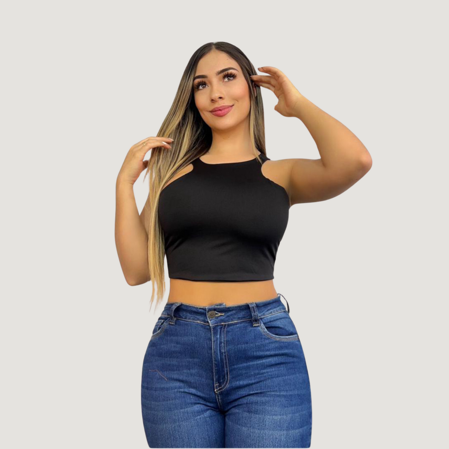 Essential crop top - layered front - Saida Fashion 