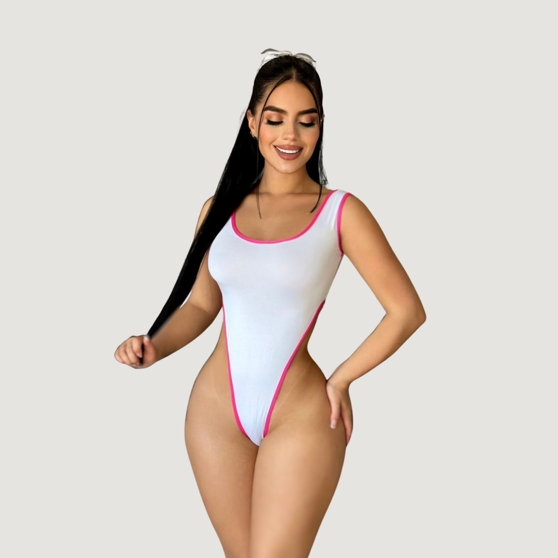 High Cut Bodysuit - Soft Lycra Fabric - Saida Fashion 