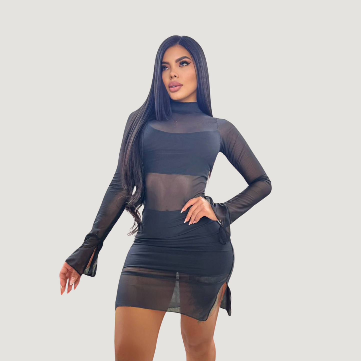 Mesh Dress with Spandex Fit - Saida Fashion 