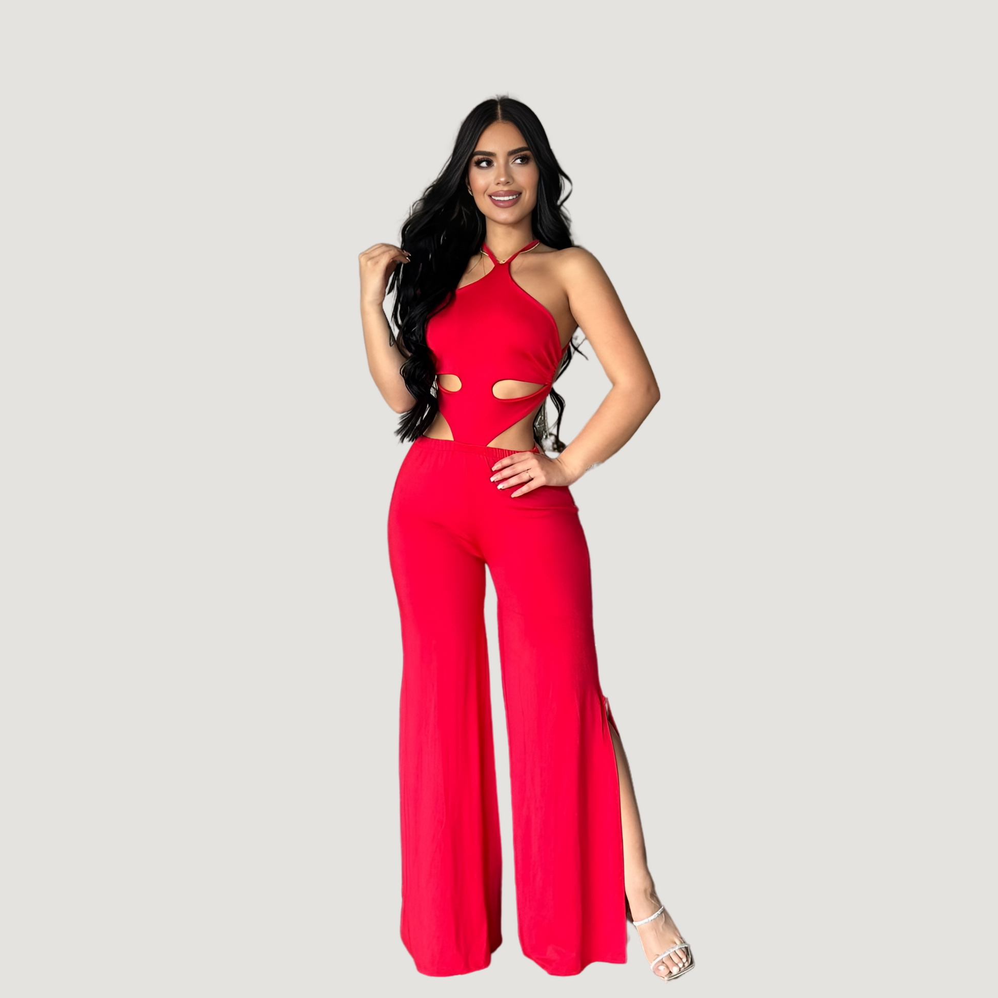 Sexy Jumpsuit with Cut-Out Waist - Saida Fashion 