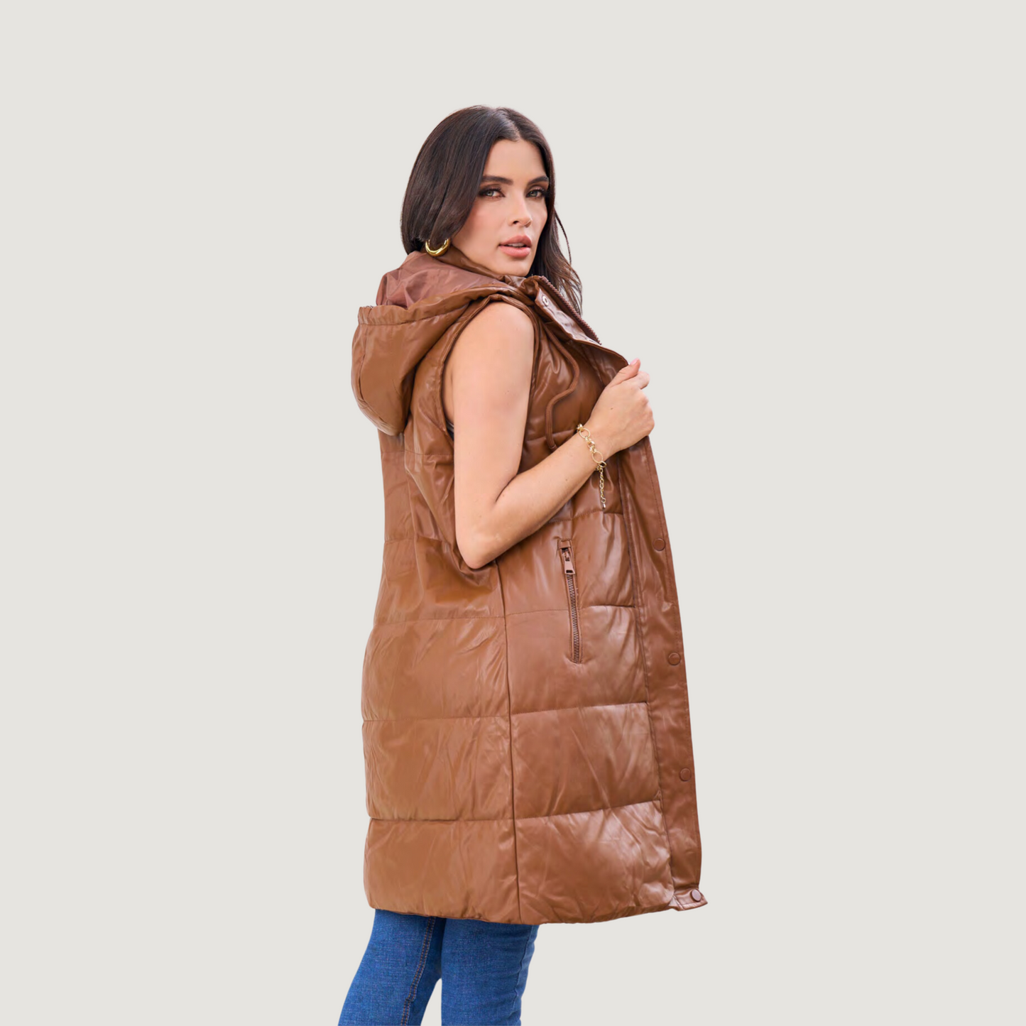 Long Quilted Puffer Vest – Sleek Look