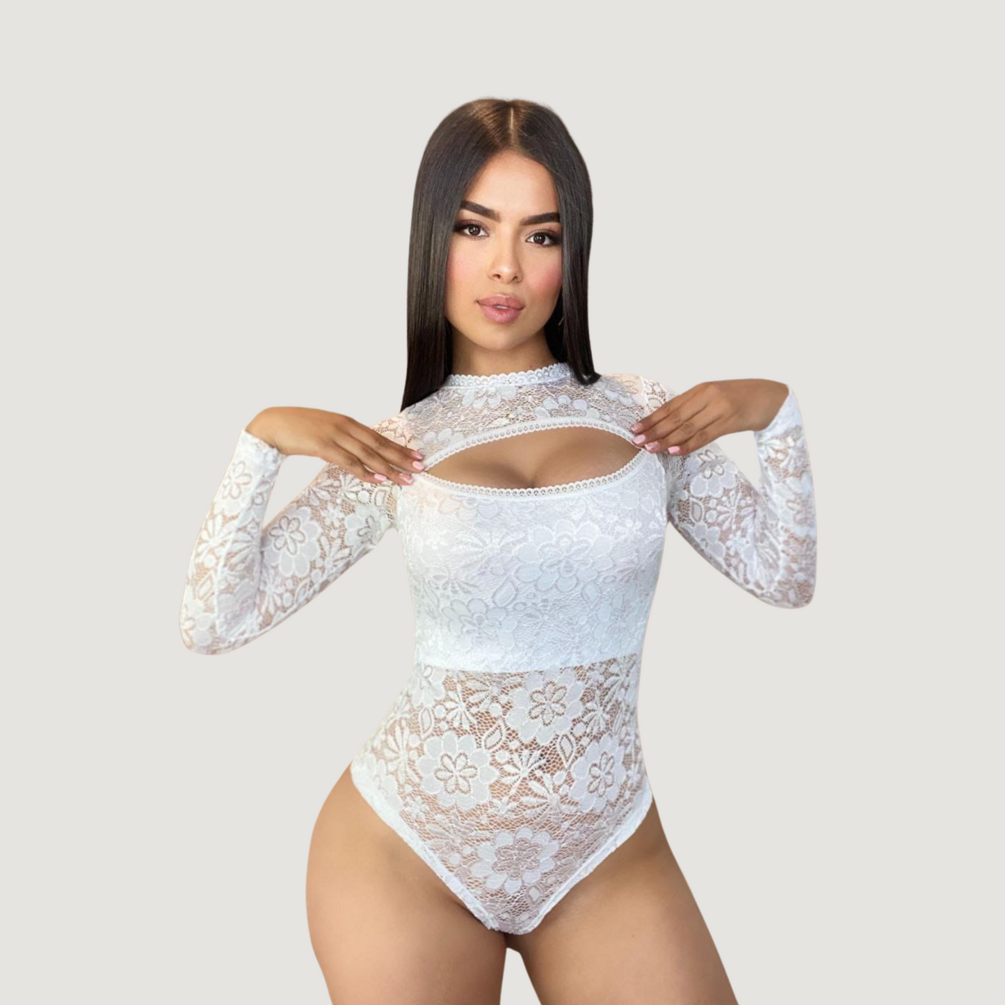 Feminine Sheer Lace Bodysuit