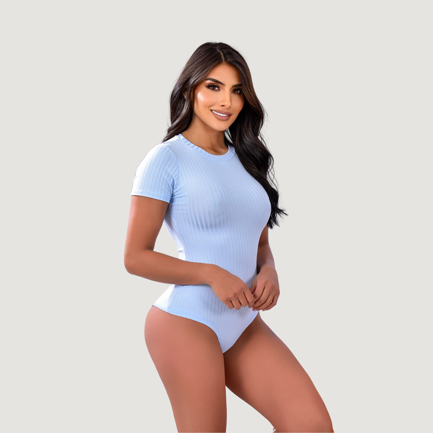 Women's Bodysuit - Ribbed Round Neck - Saida Fashion 