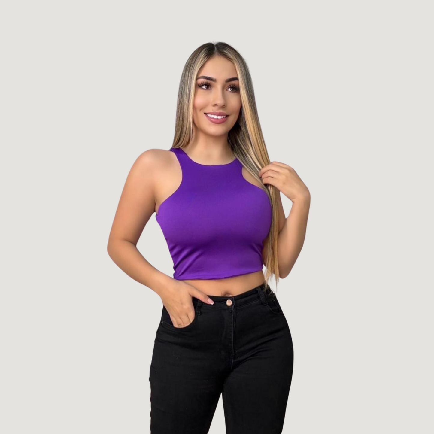 Essential crop top - layered front - Saida Fashion 