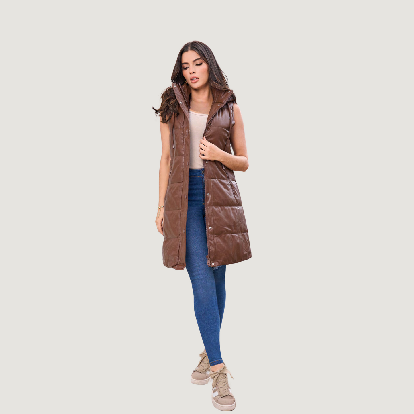 Long Quilted Puffer Vest – Sleek Look