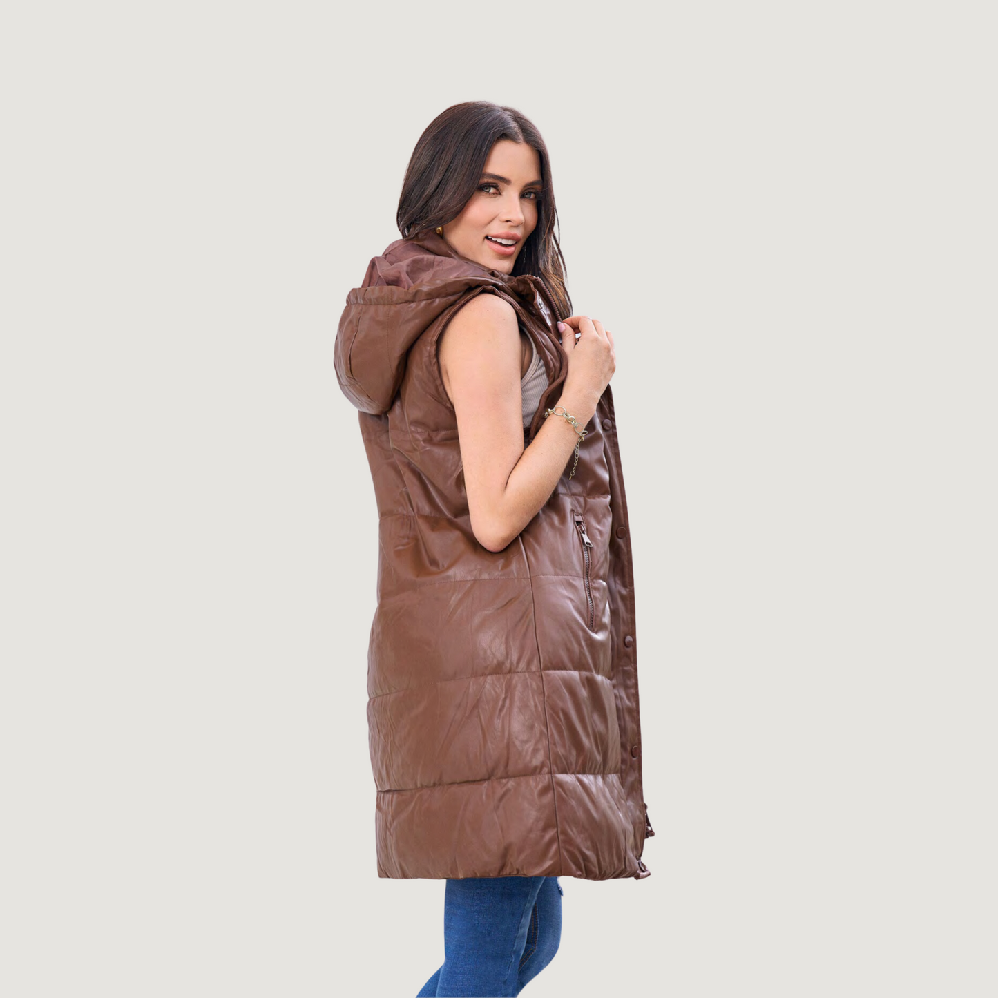 Long Quilted Puffer Vest – Sleek Look