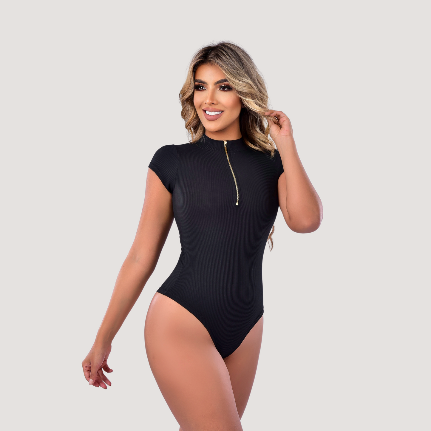 T Shirt Bodysuit - Ribbed Fabric - Saida Fashion 