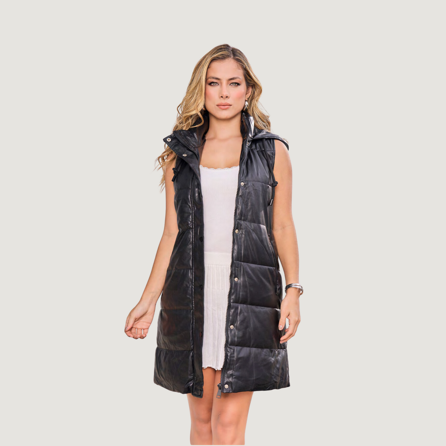 Long Quilted Puffer Vest – Sleek Look