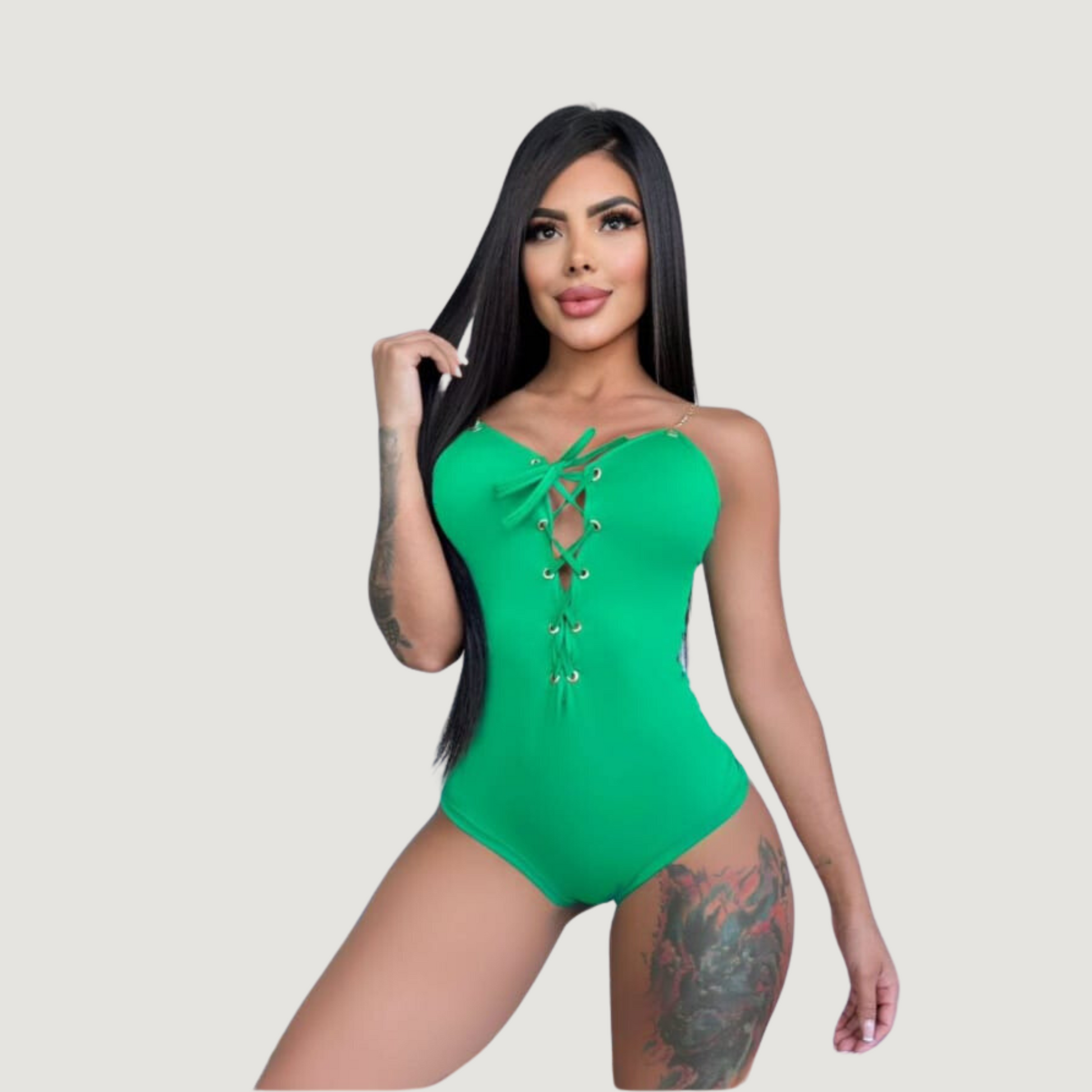 Chain Bodysuit - Criss Cross Front - Saida Fashion 