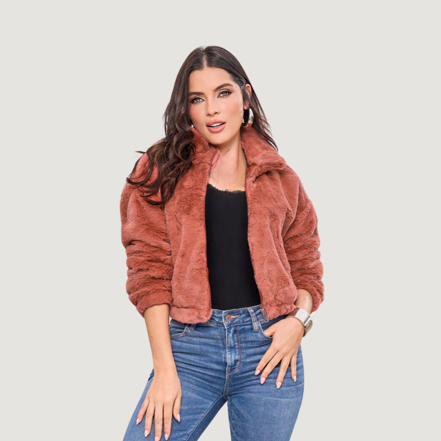 Cropped Faux Fur Jacket – Cozy Fit