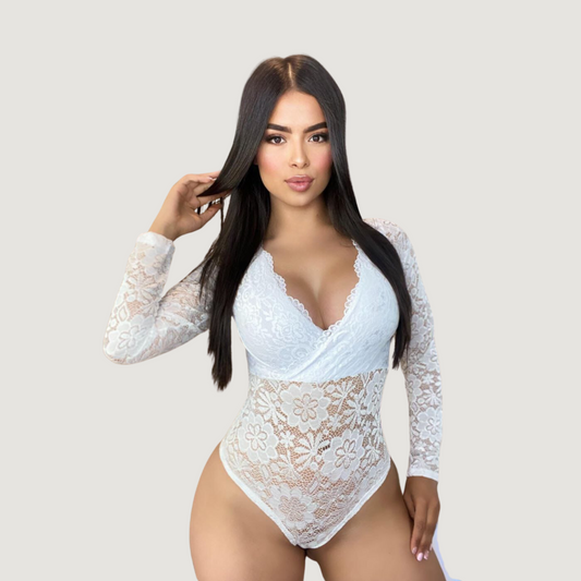 Lace Bodysuit Long Sleeve - Stretchy Lace Fit