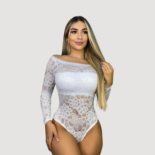 Body de encaje con parte superior tipo busto forrado